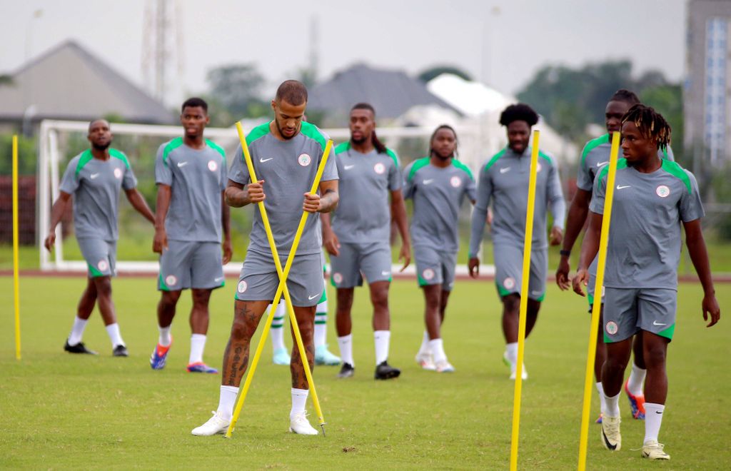 William Troost-Ekong and Samuel Chukwueze during the Super Eagles of Nigeria training