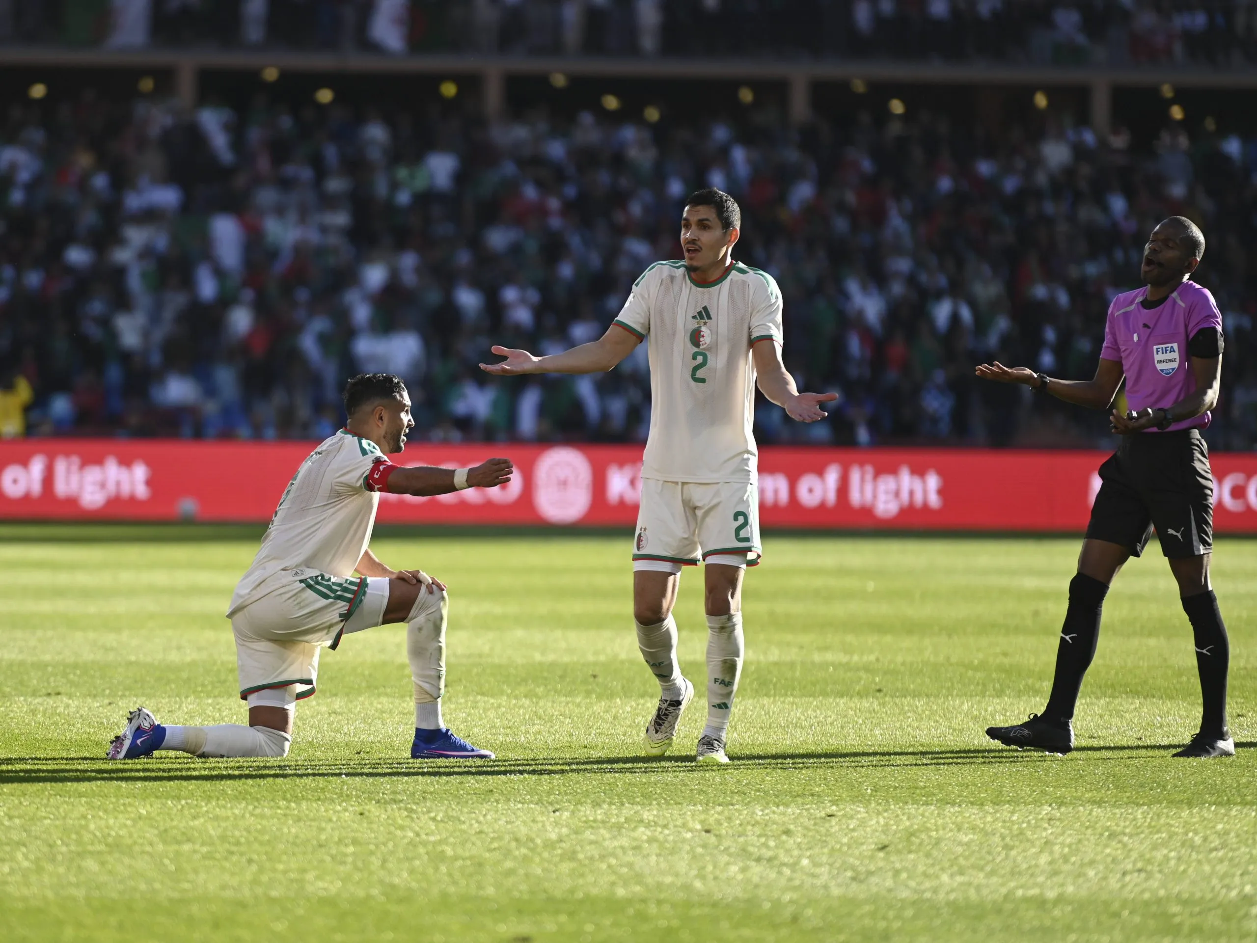 Riyadh Mahrez and Aissa Mandi in AFCON 2025 game between Algeria Vs Nigeria