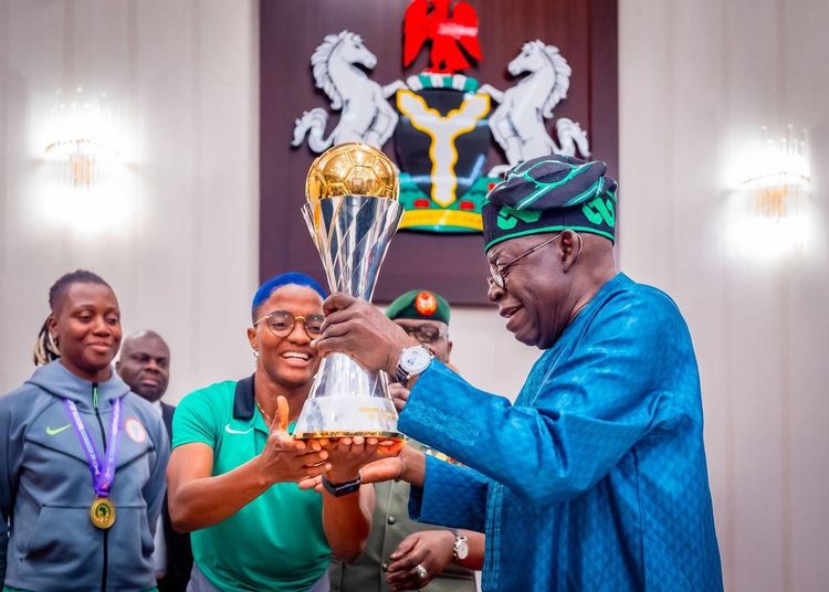Super Falcons with President Bola Tinubu