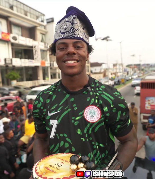 iShowSpeed in Lookman's jersey in Nigeria