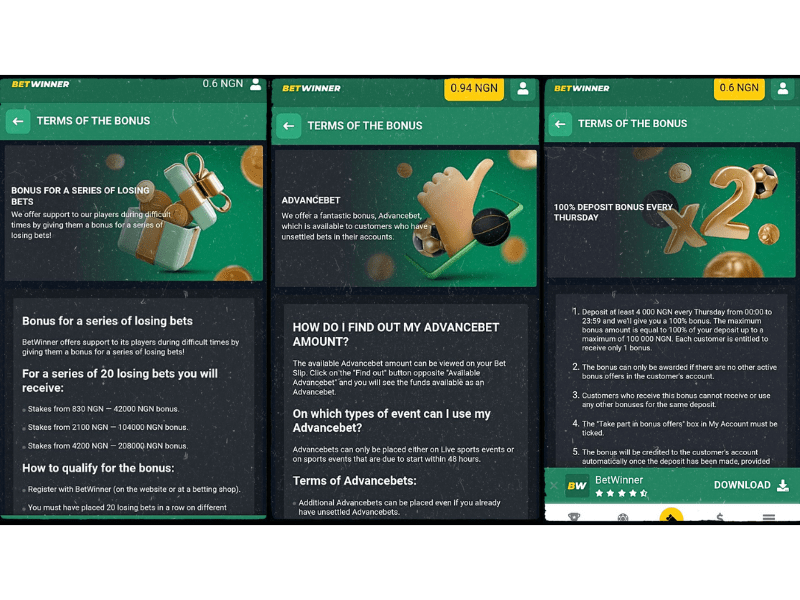  Betwinner Nigeria current bonuses for new and existing customers