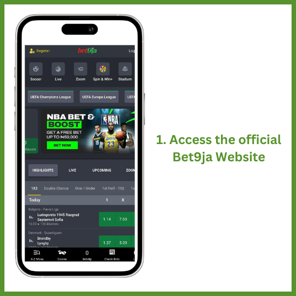 Bet9ja registration step 1