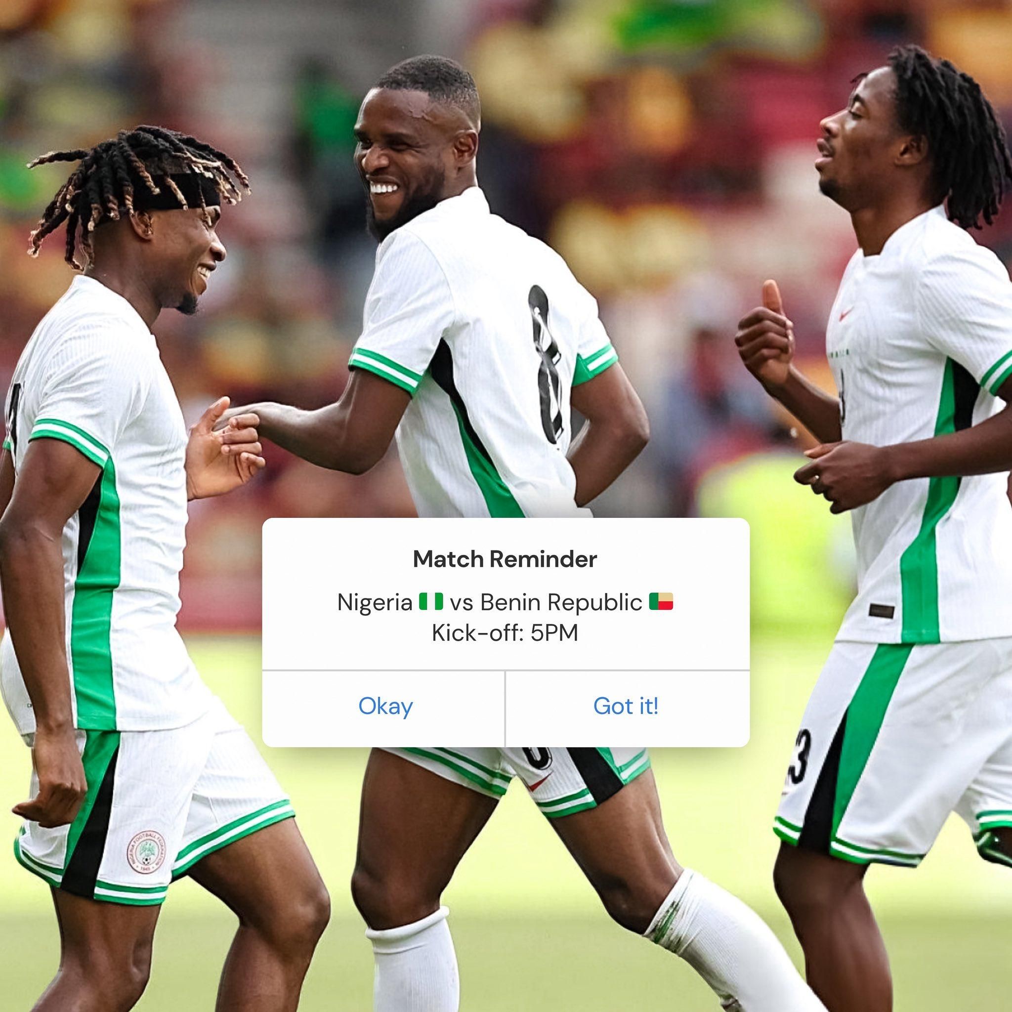 Nigeria vs Benin by 5 pm