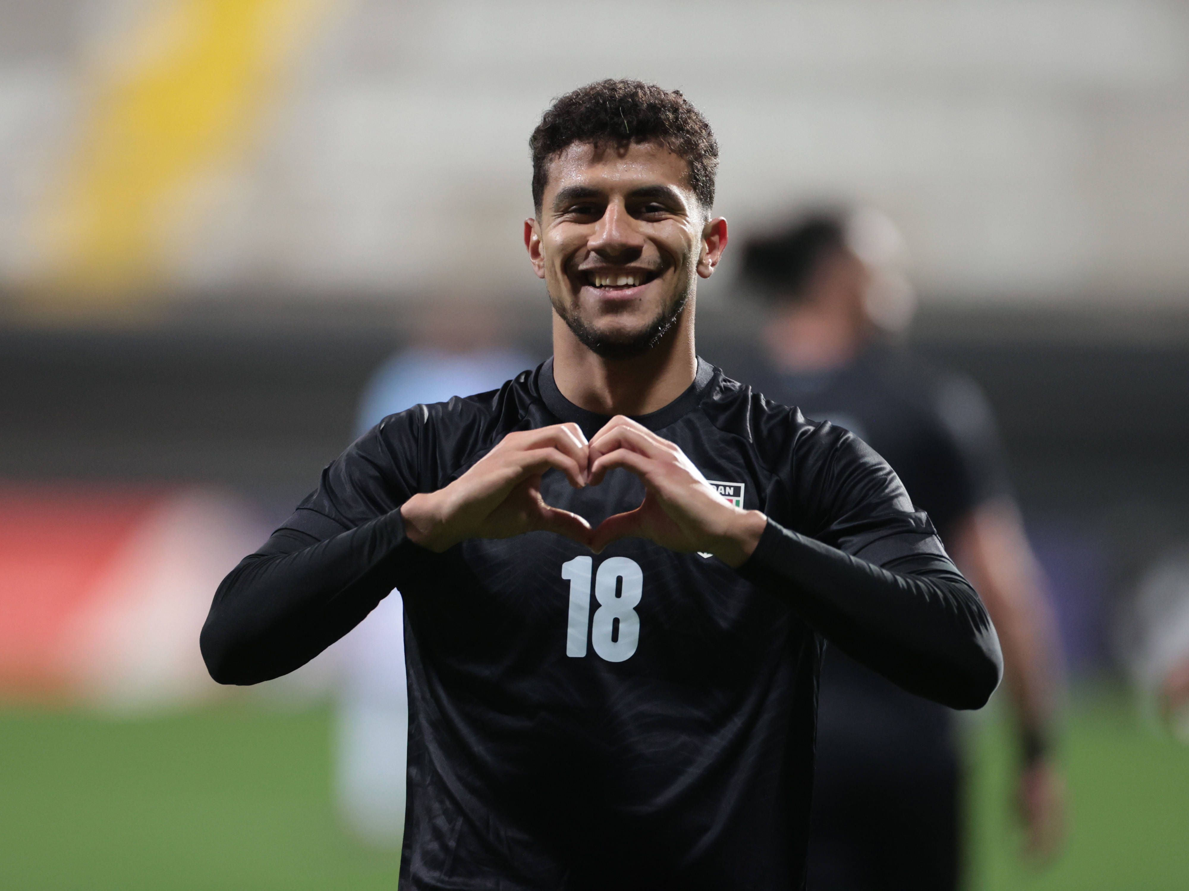 Ibrahim Sabra of Jordan celebrates scoring