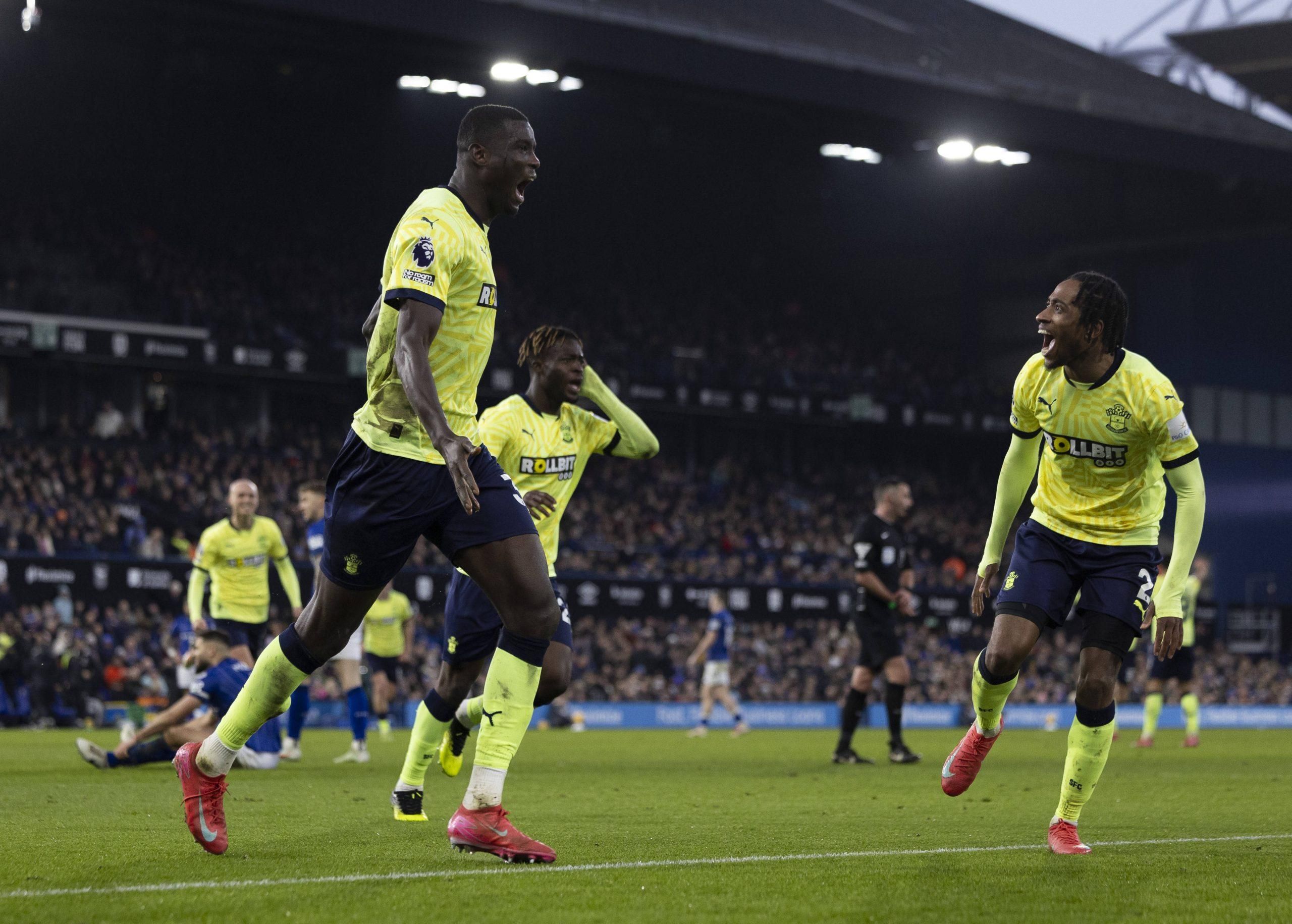 Ipswich Town v Southampton Premier League Paul Onuachu of Southampton celebrates after scoring his sides second goal during the Premier League match between Ipswich Town and Southampton