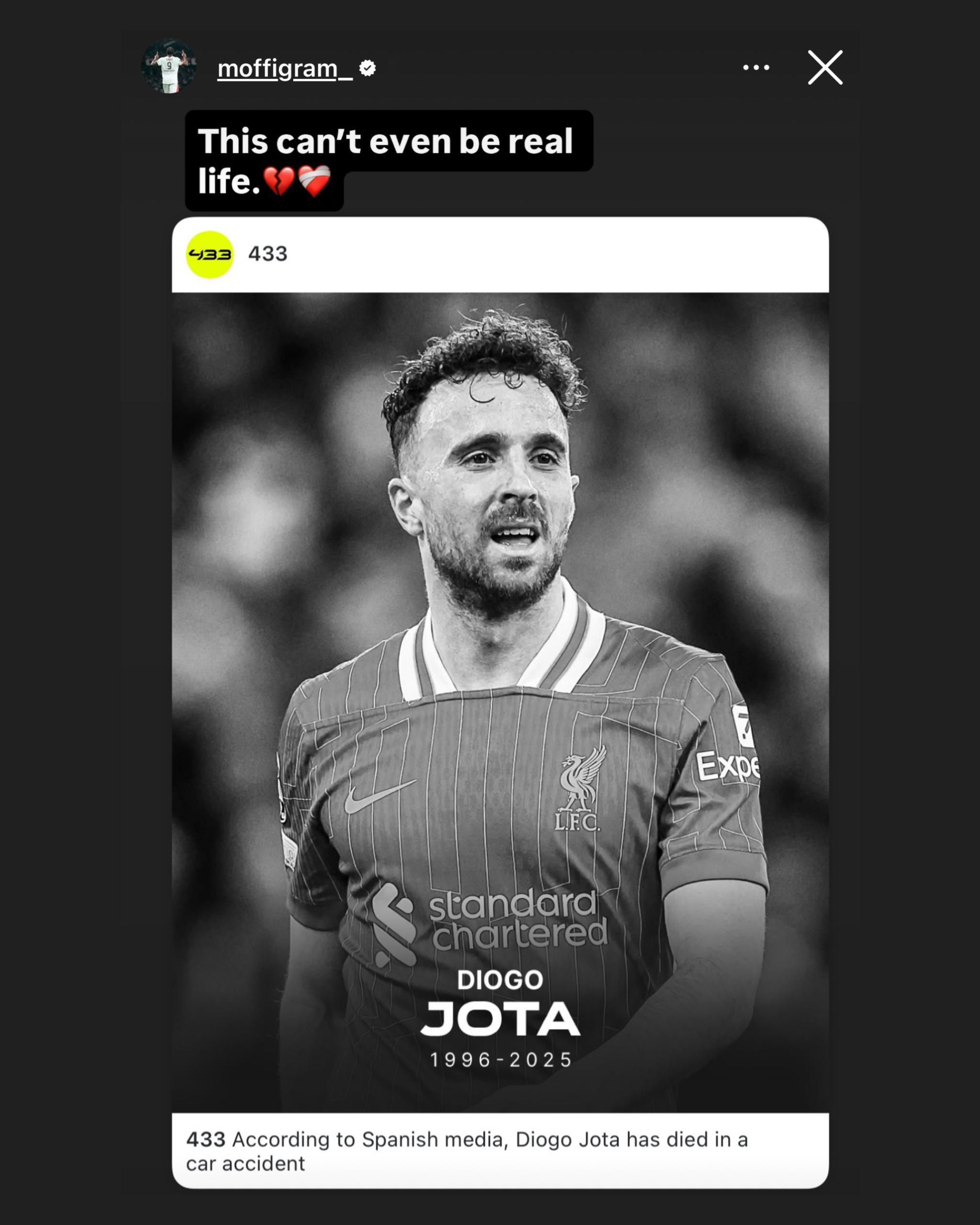 Terem Moffi reaction to late Liverpool's Diogo Jota death