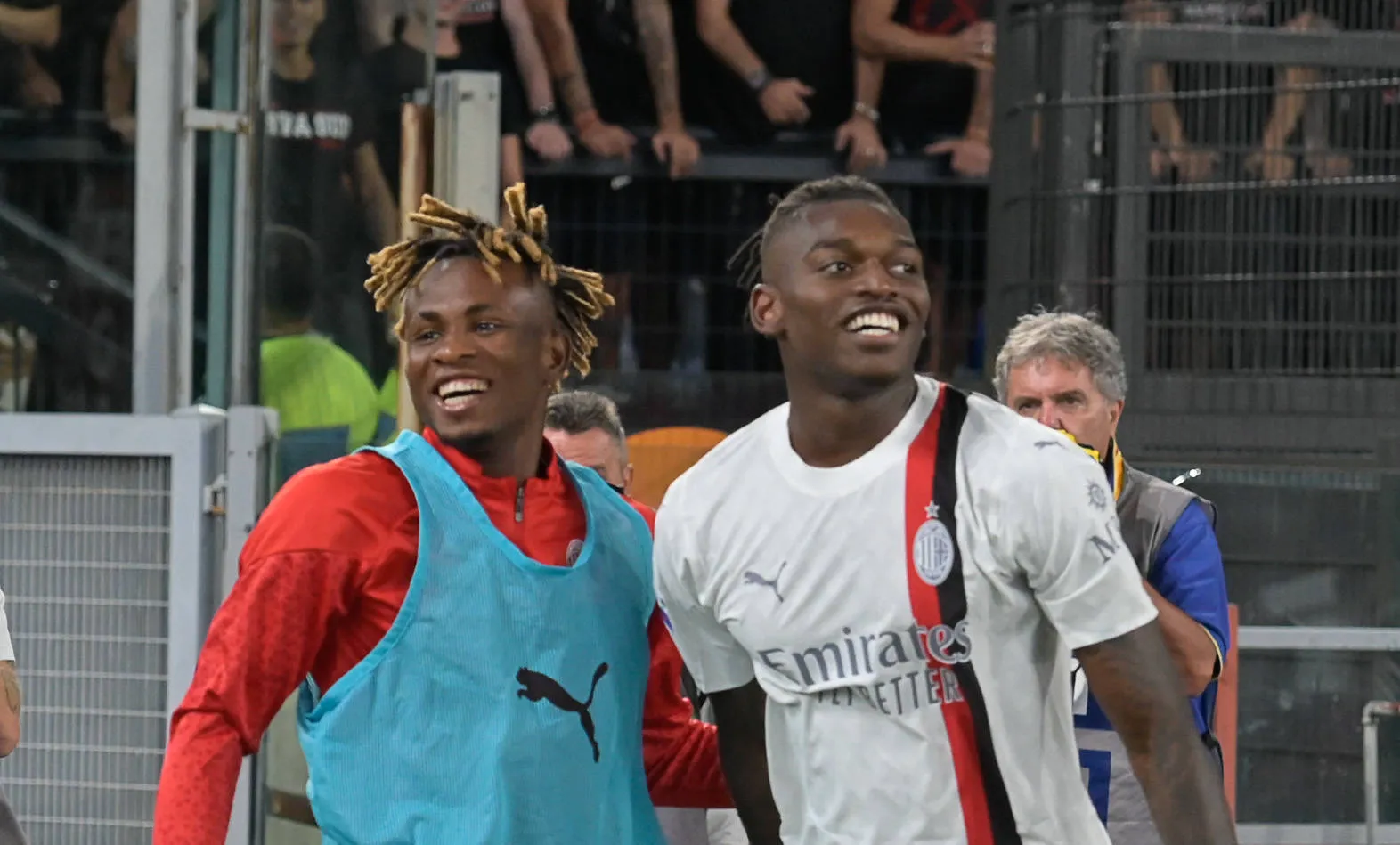 AC Milan teammates Samuel Chukwueze (Nigeria) and Rafael Leao (Portugal)