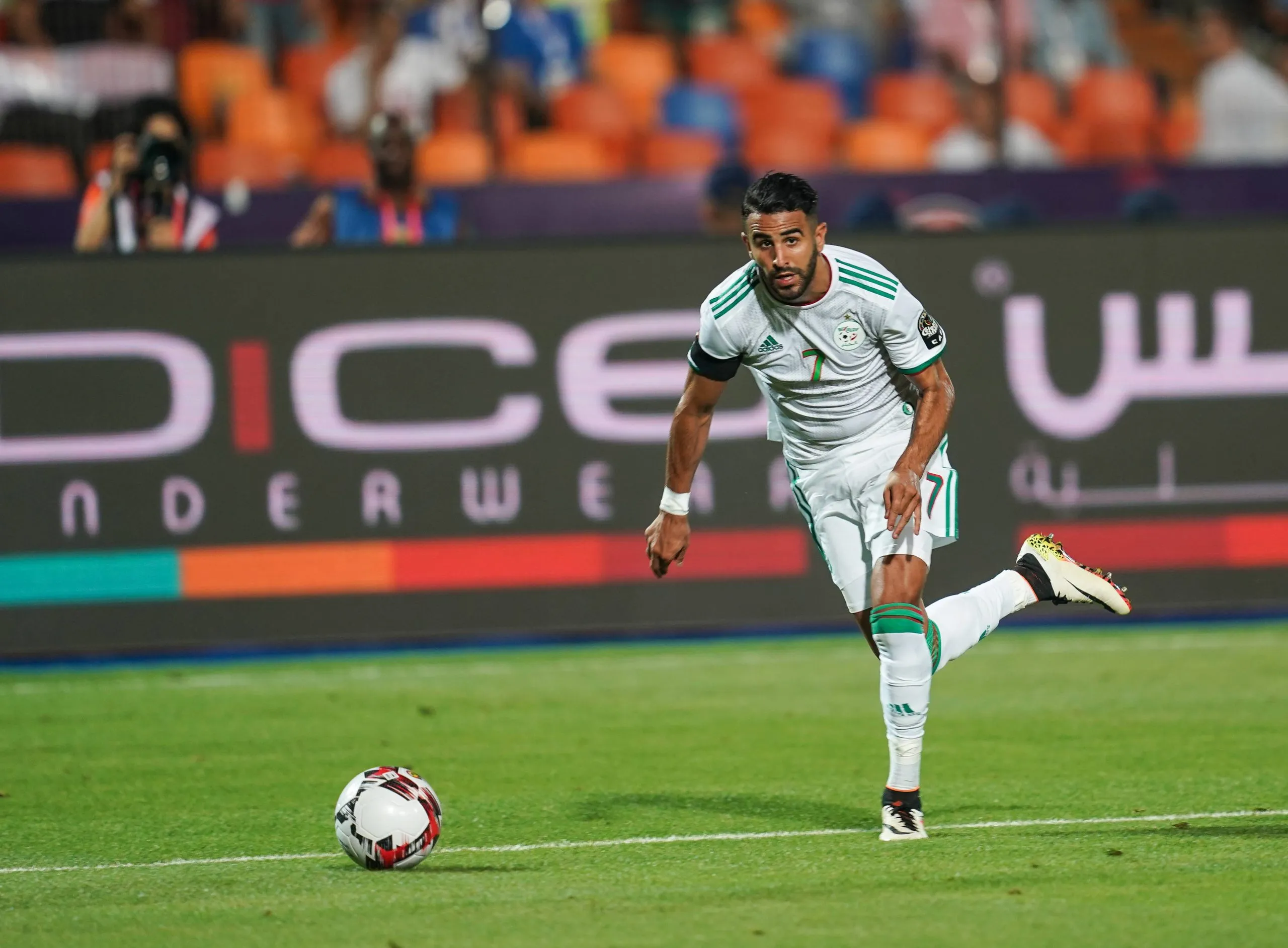 Riyad Mahrez during the 2019 African Cup of Nations match between Algeria and Nigeria