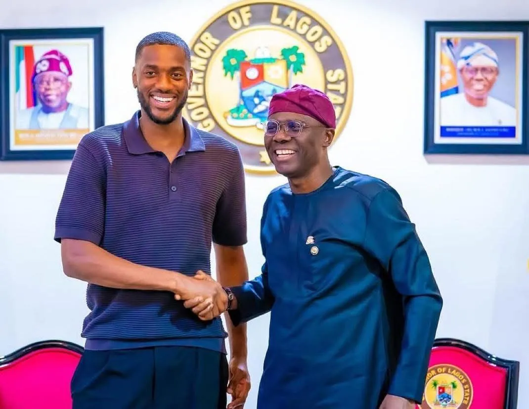 Chelsea star Tosin Adarabioyo and Governor Sanwo Olu 