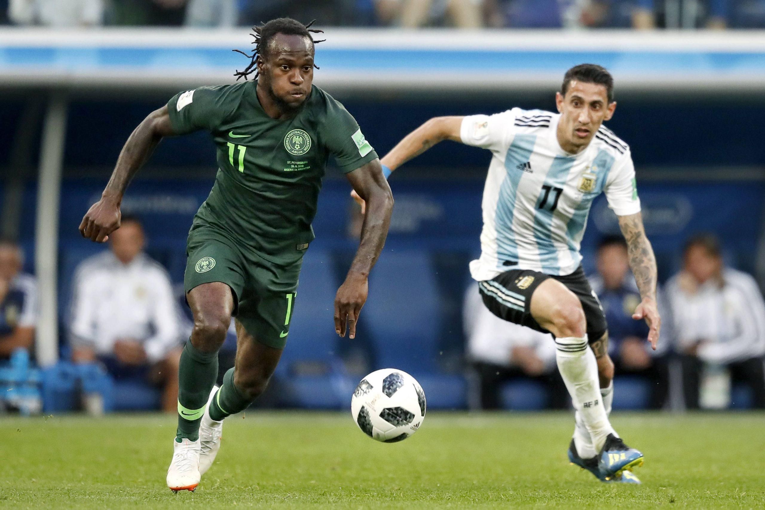 Victor Moses and Angel Di Maria: Nigeria vs Argentina 2018 FIFA World Cup