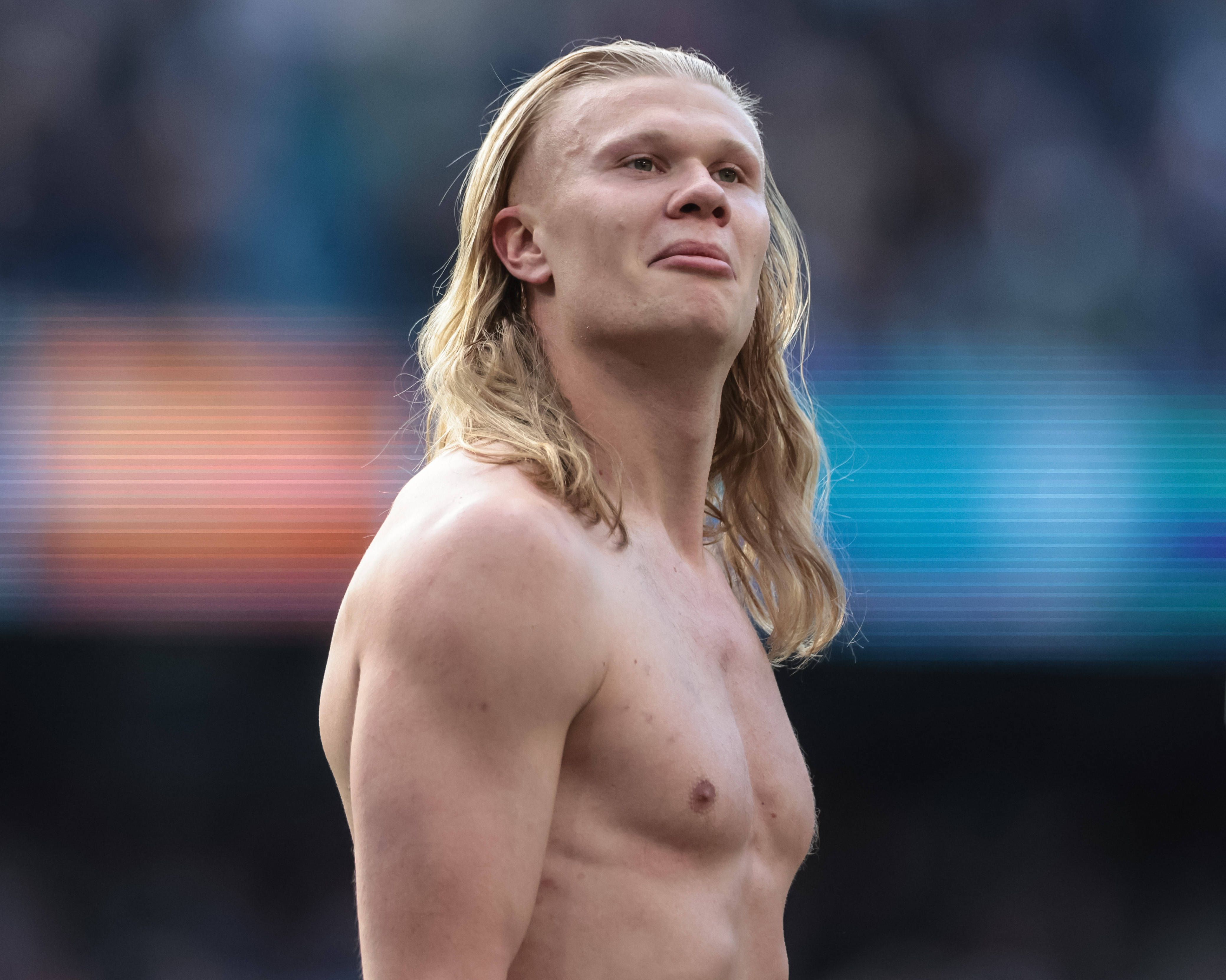 Erling Haaland of Manchester City celebrates the win against Arsenal