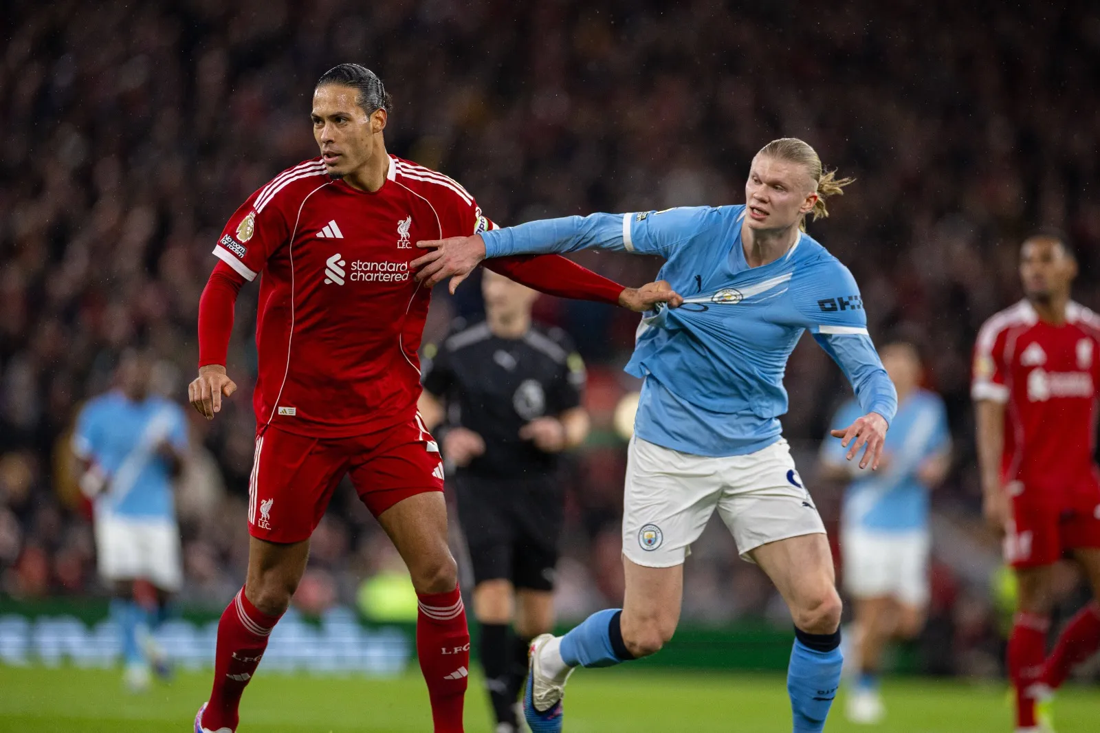 Van Dijk of Liverpool and Erling Haaland of Manchester City.