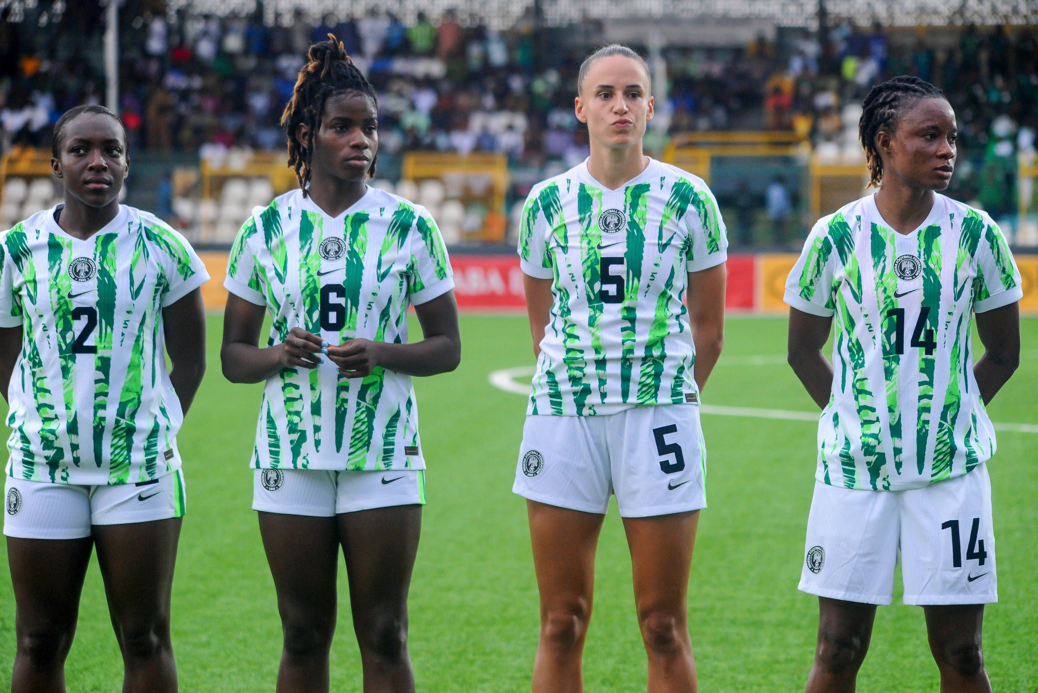 Nigeria's Super Falcons stars Alozie Michelle Chinwe, Okoronkwo Ijeoma Esther, Plumptre Ashleigh Megan and Demehin Blessing Oluwatosin