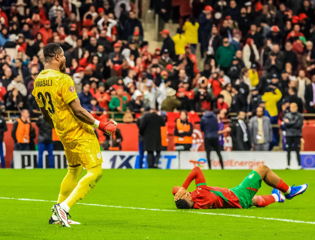 Stanley Nwabali during the game against Morocco