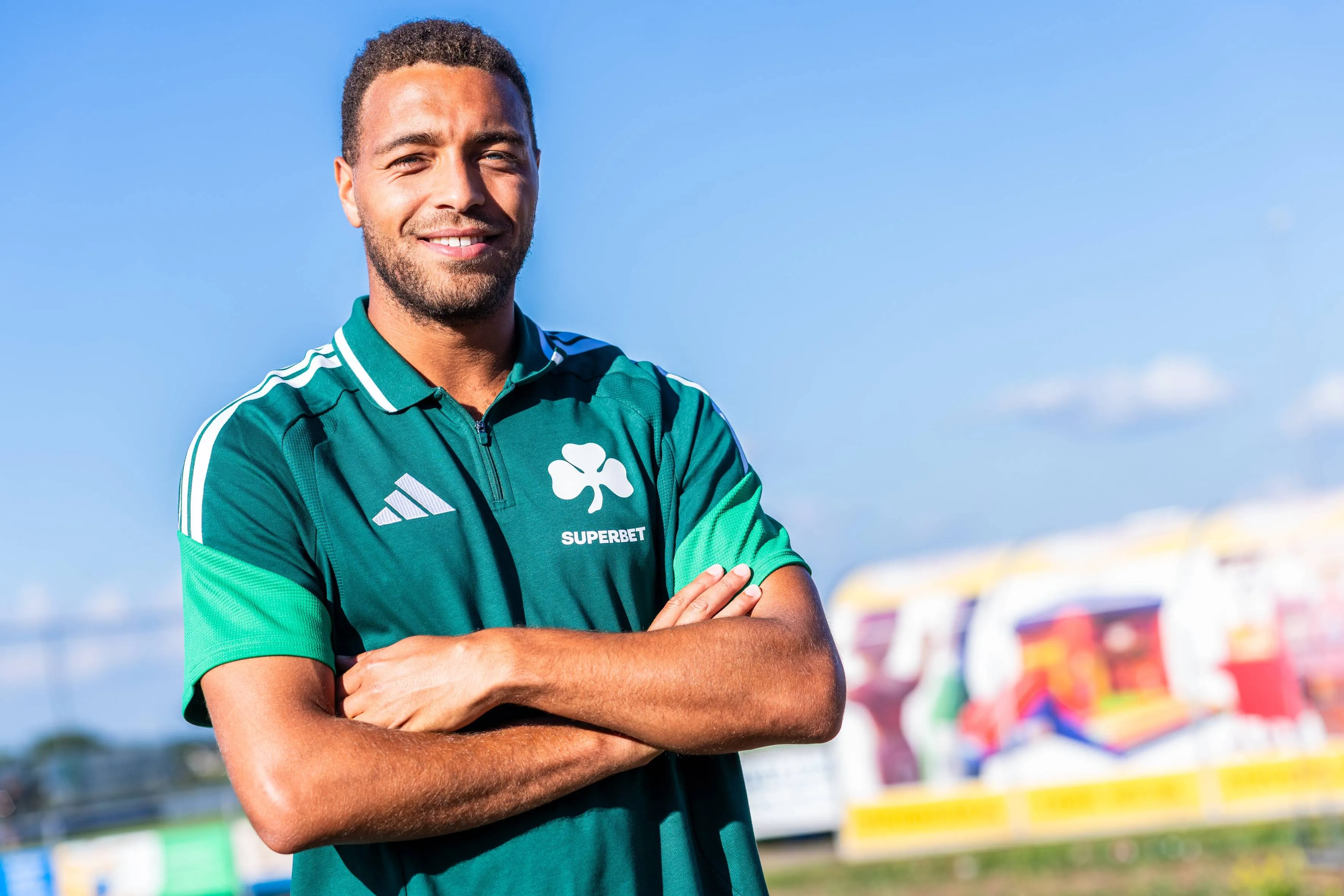Panathinaikos player Cyriel Dessers against Helmond Sport