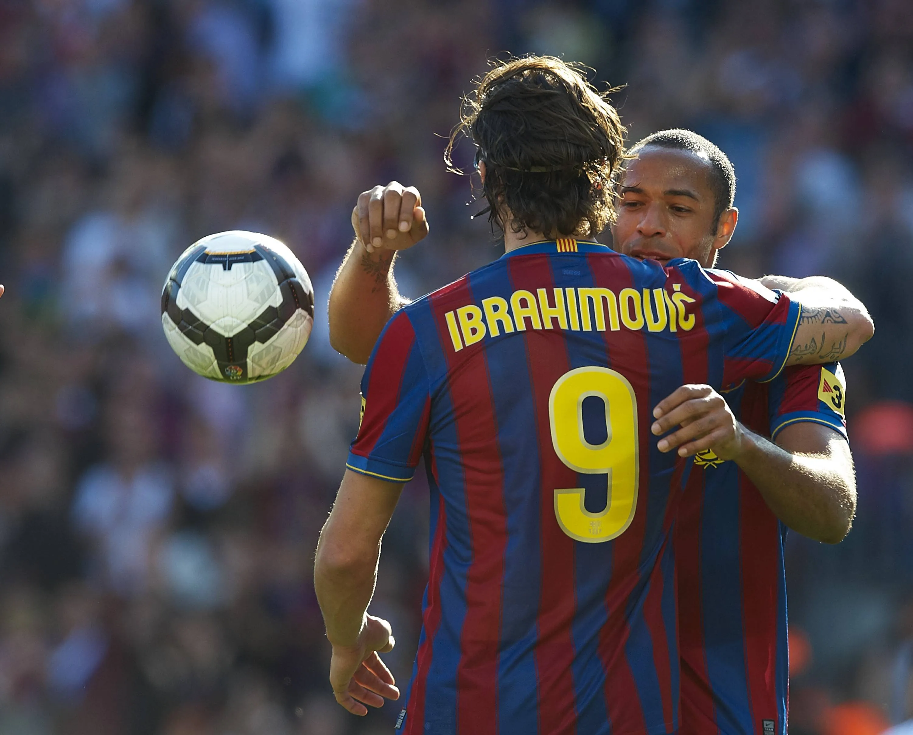 Barcelona greats Thierry Henry and Zlatan Ibrahimovic 
