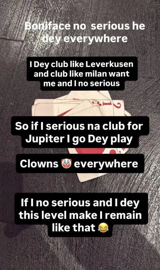Victor Boniface's response to critics on social media