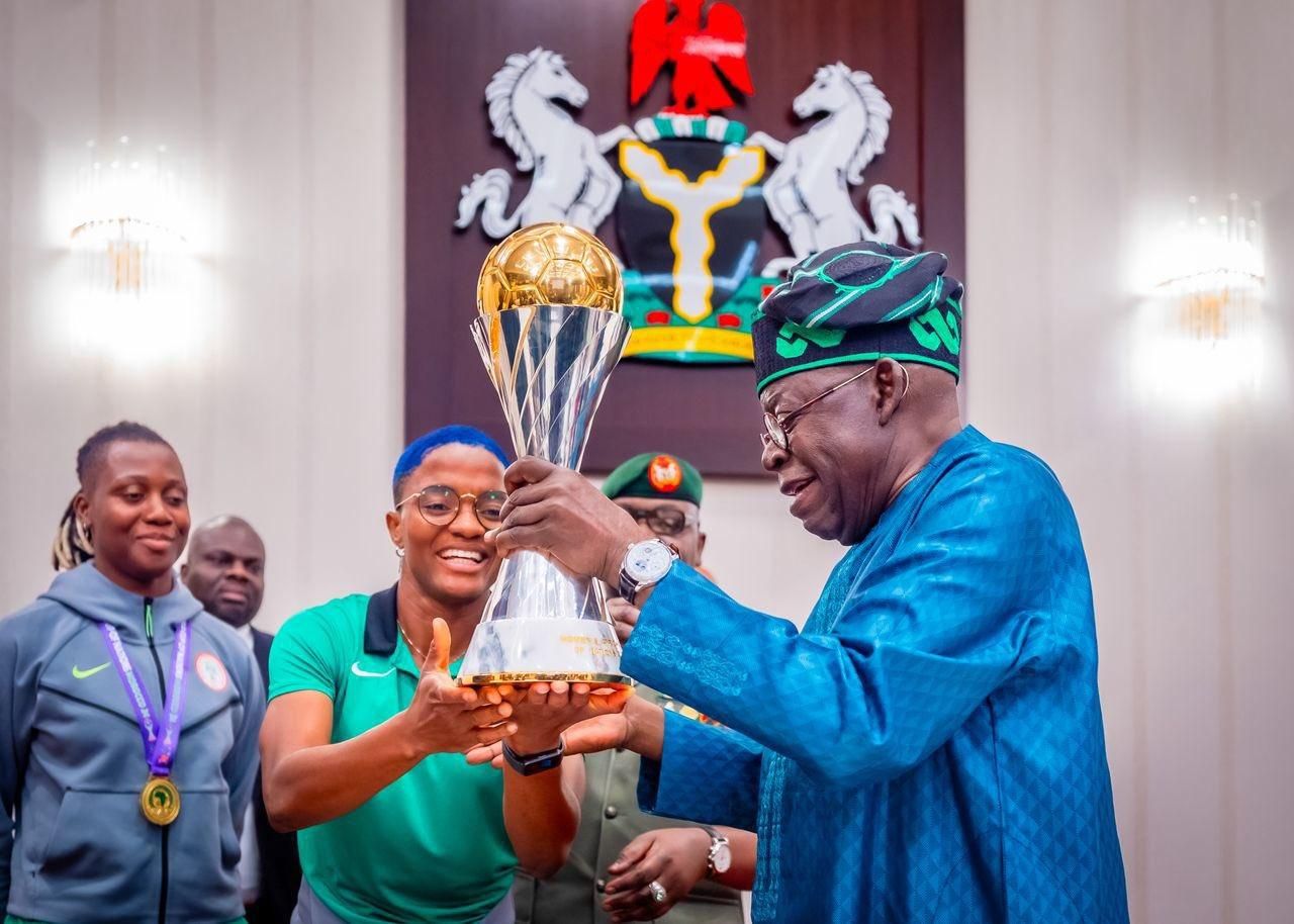 Super Falcons with President Bola Tinubu