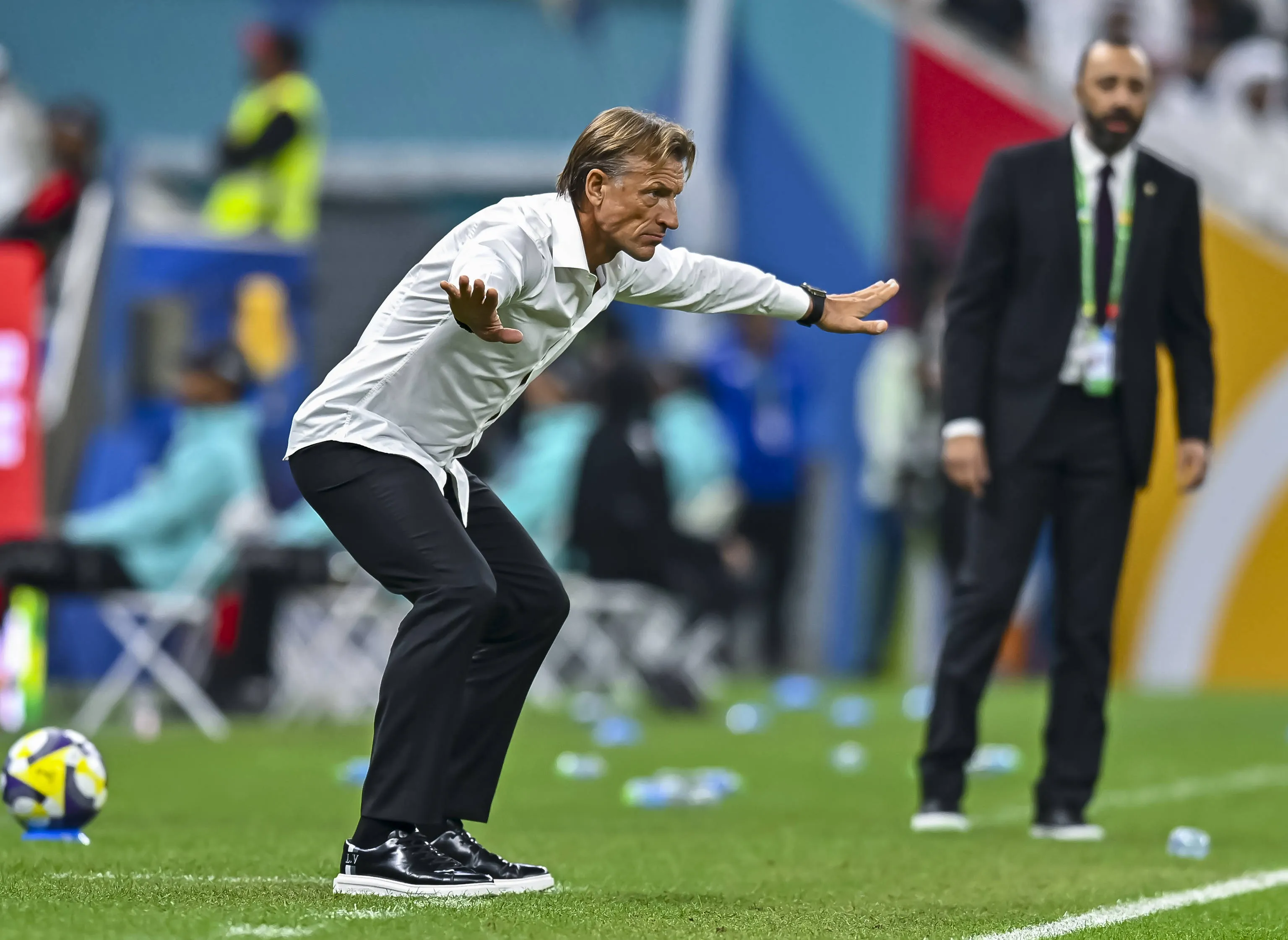 Herve Renard head coach of Saudi Arabia reacts during the Arab Cup 2025 match between Morocco v Saudi Arabia