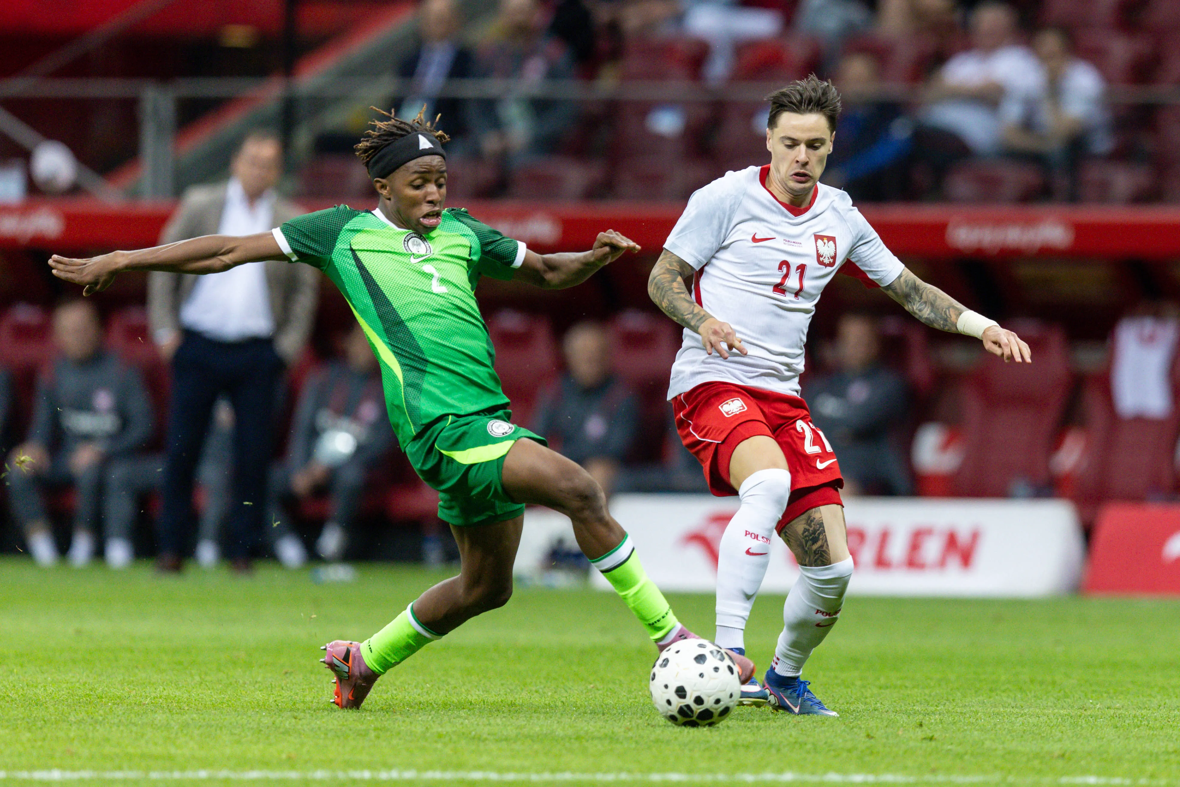 Super Eagles defender Abdullahi Bewene versus Poland 