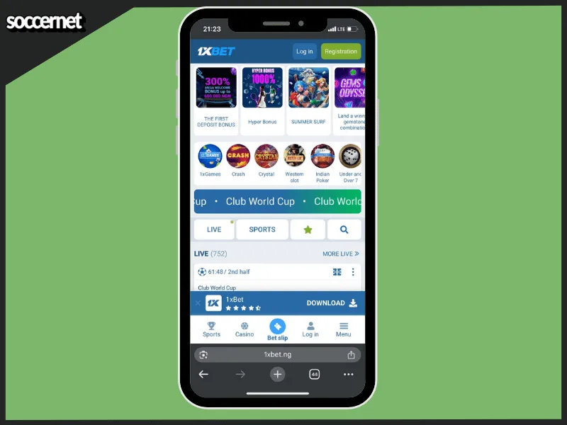 1xbet mobile site with good user interface