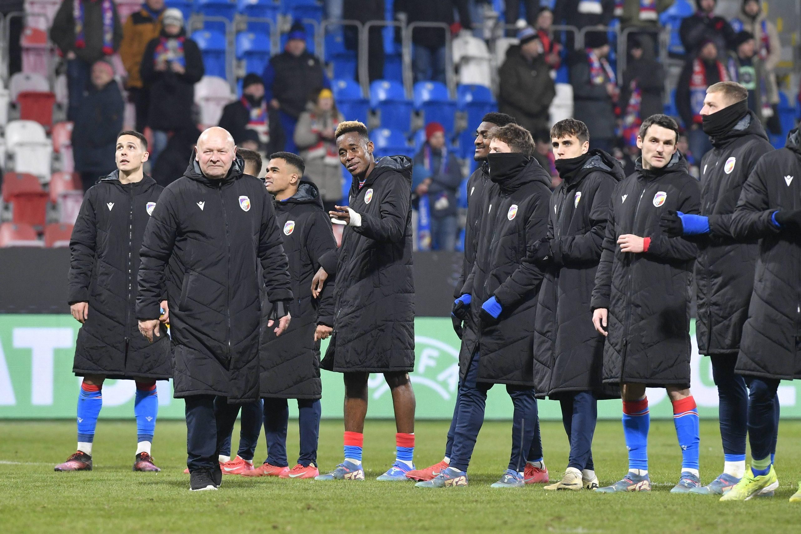 Plzen players and their coach Miroslav Koubek Budapest