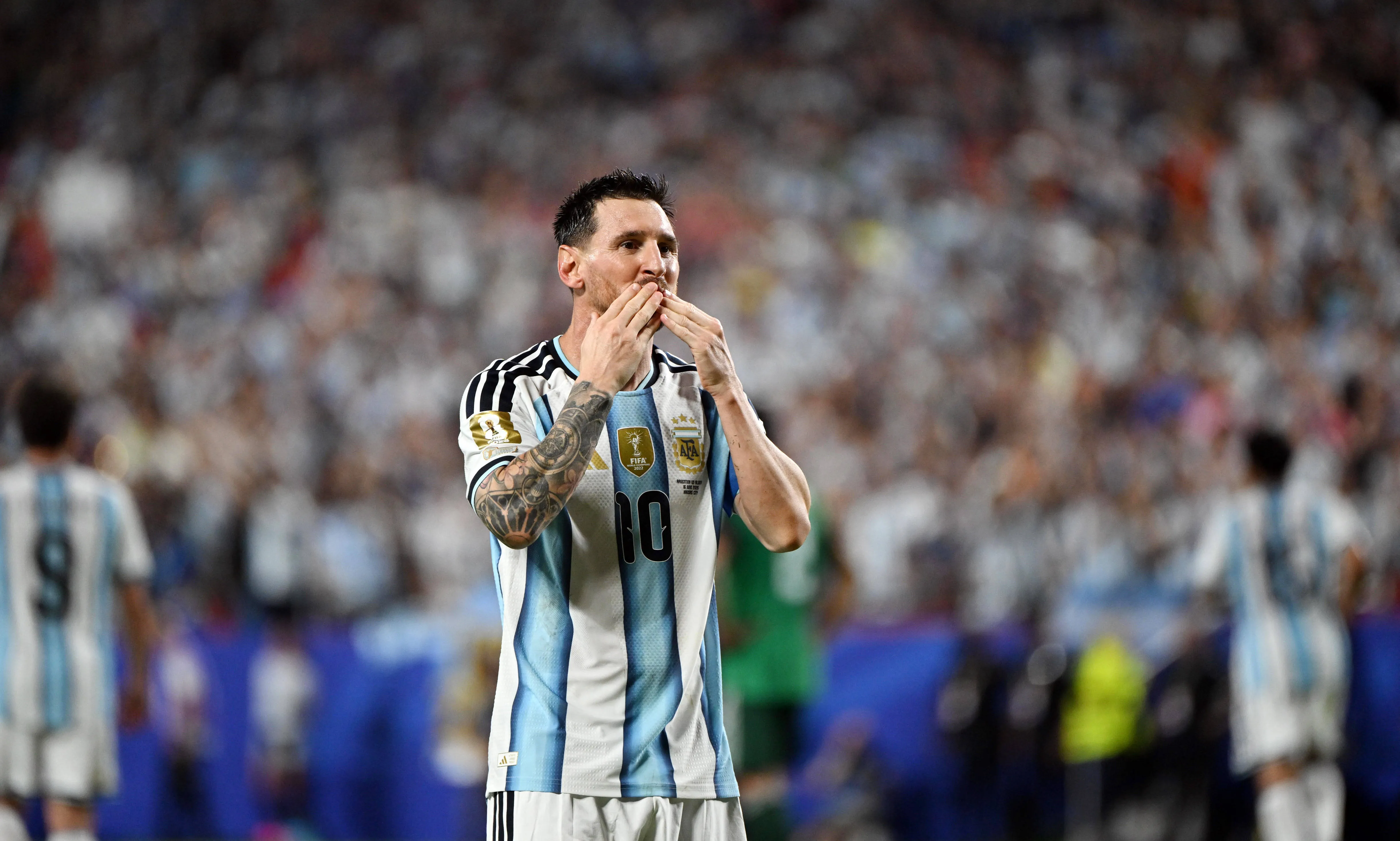 Lionel Messi in action for Argentina