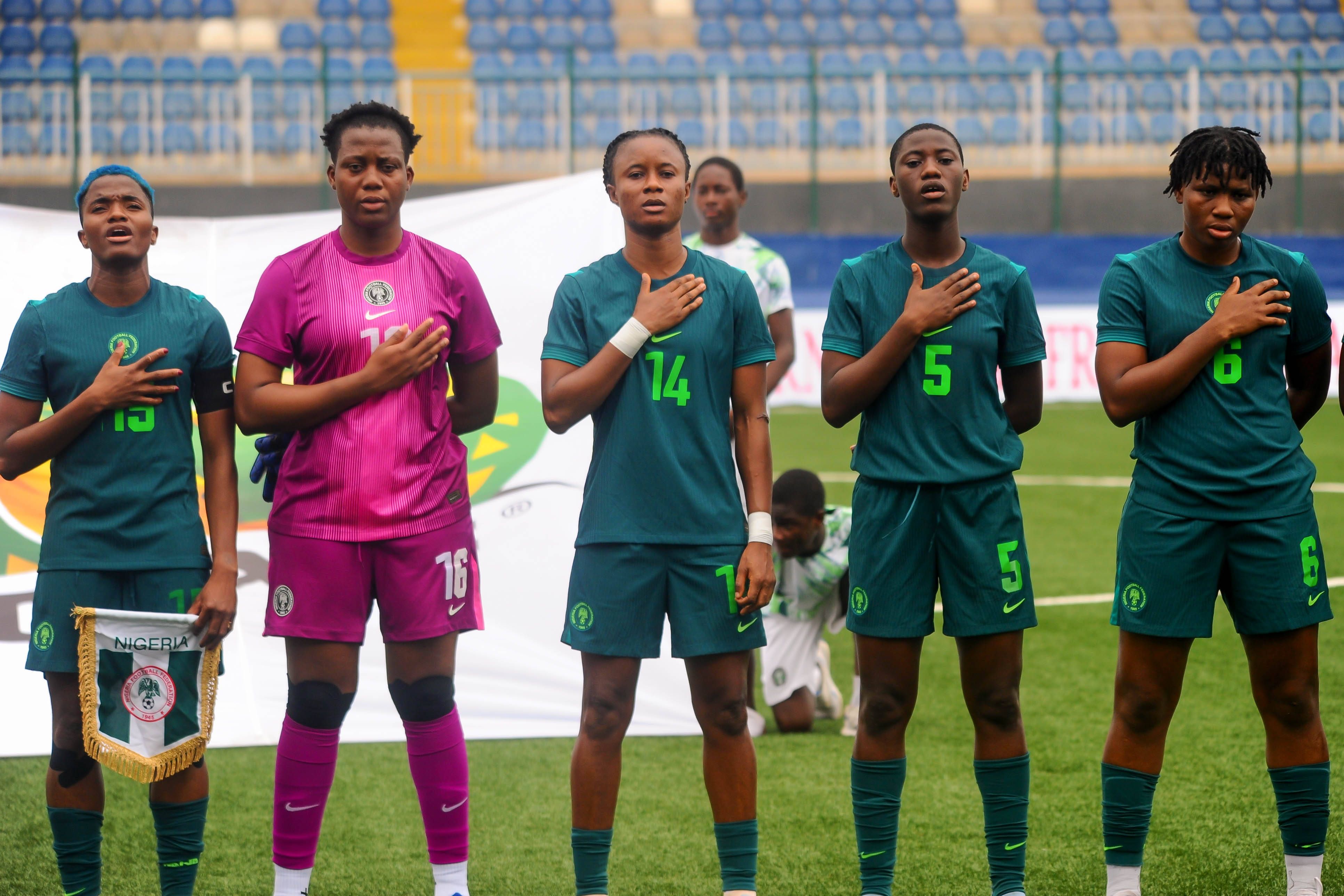 Rasheedat Ajibade, Nnadozie Chiamaka, Demehin Oluwatosin Blessing, Oladipo Shukurat, Omewa Joy Ogochukwu, Nigeria during the International Friendly match between Senegal and Nigeria women at Remo Stadium on June 8, 2026 in Ikenne, Nigeria