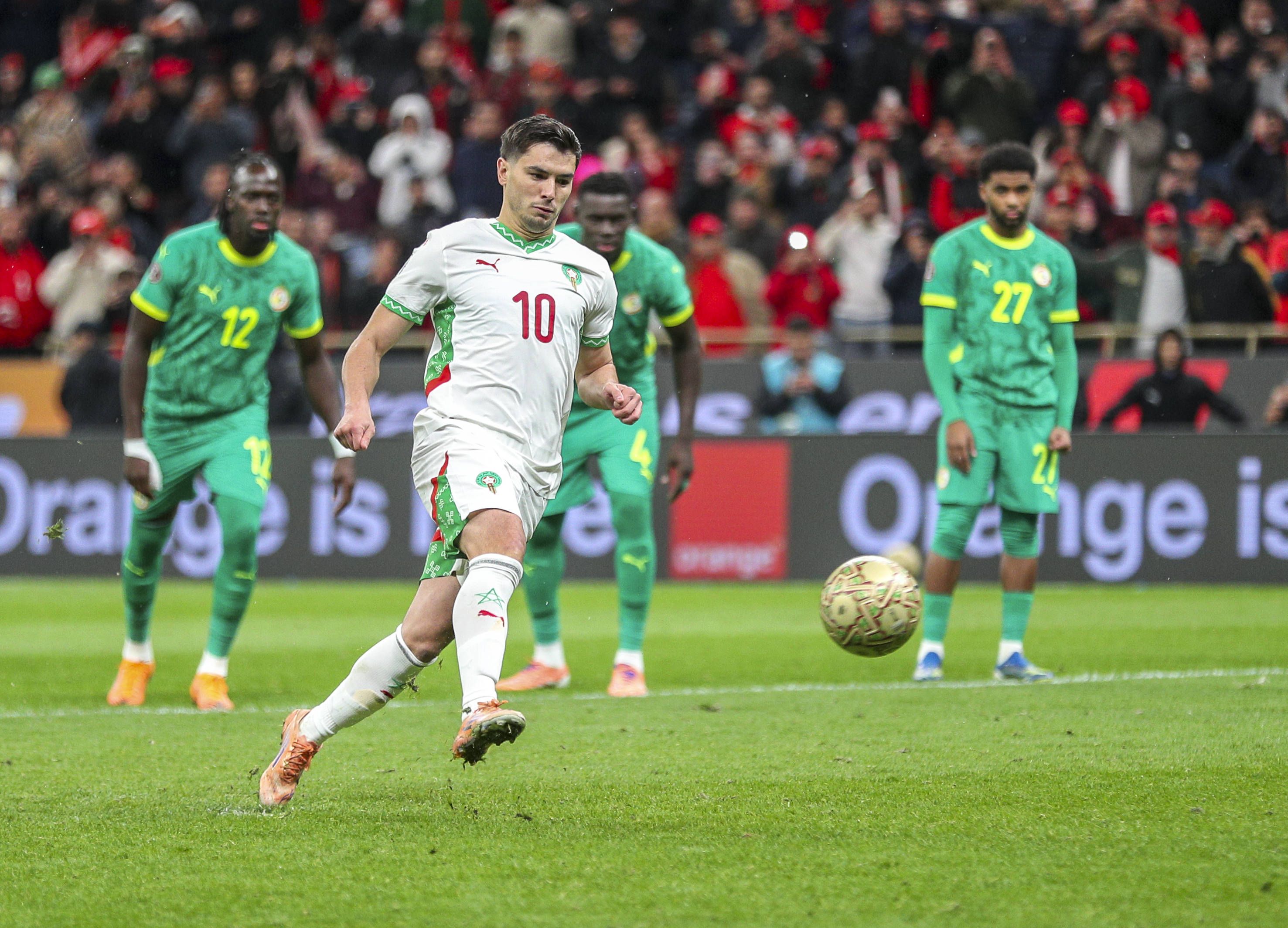 Senegal vs Morocco AFCON Morocco Penalty taken by player Brahim Diaz 10