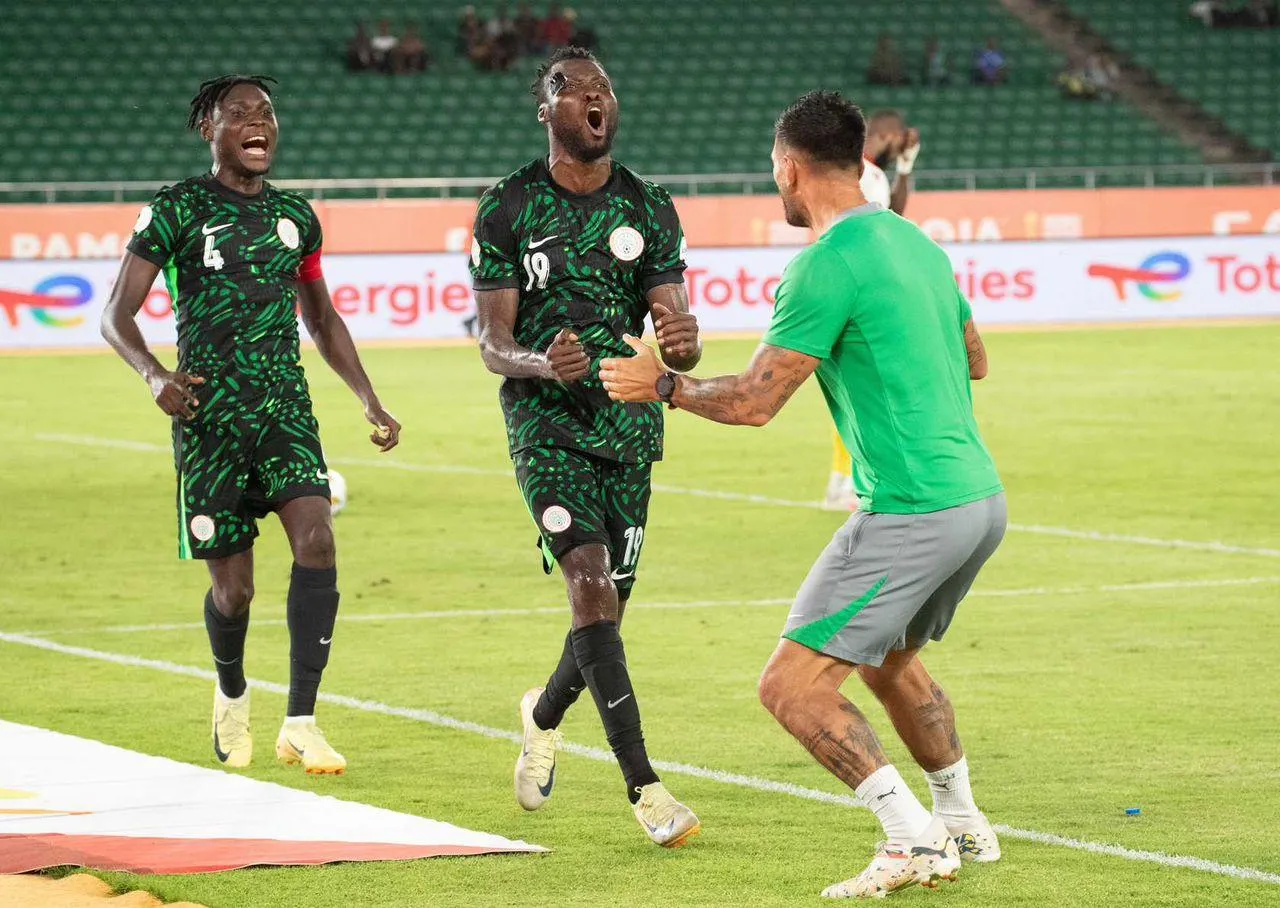Sikiru Alimi celebrates a goal for Super Eagles B against Congo