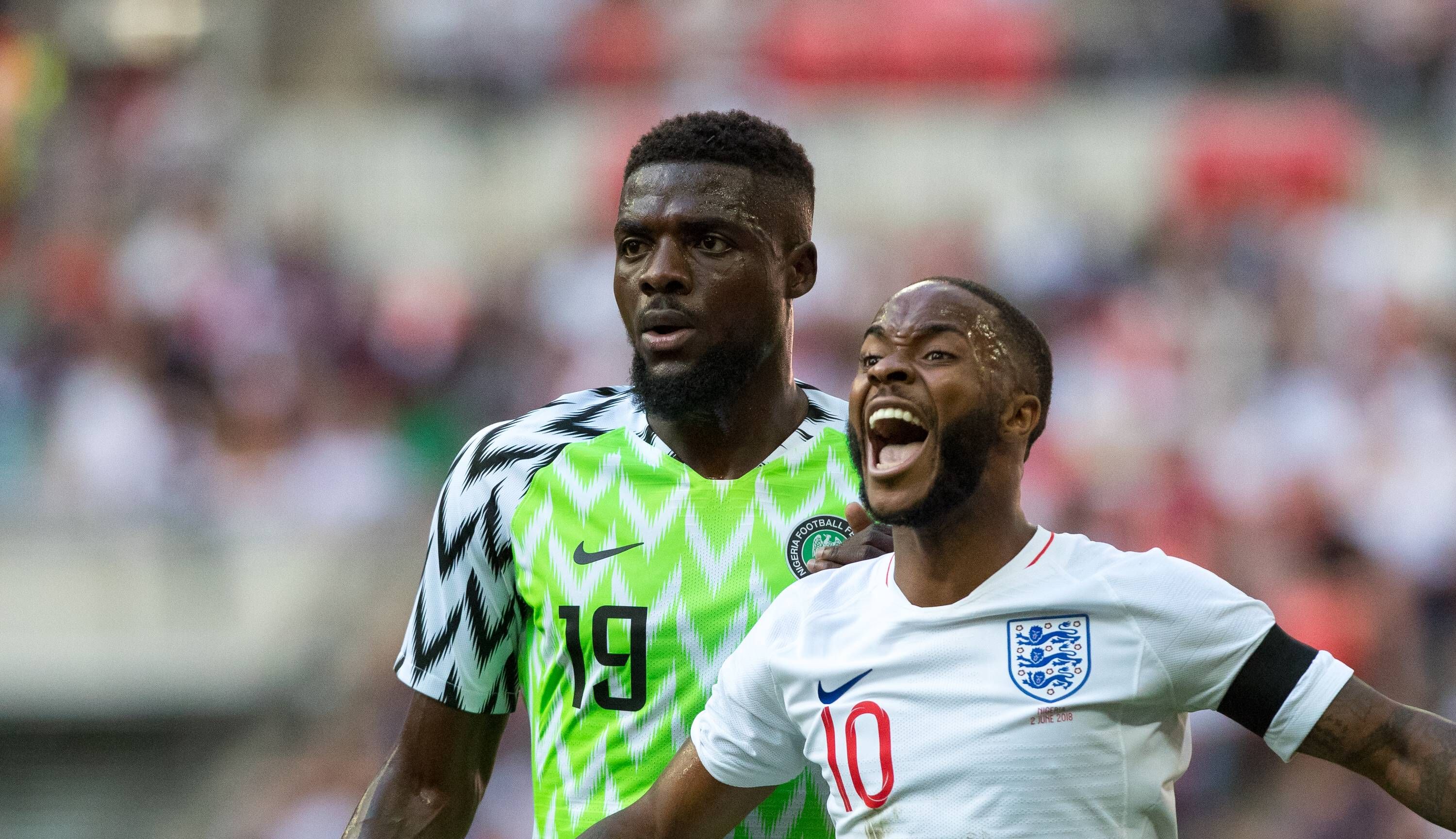 John Ogu and Raheem Sterling during the International Friendly match between England and Nigeria