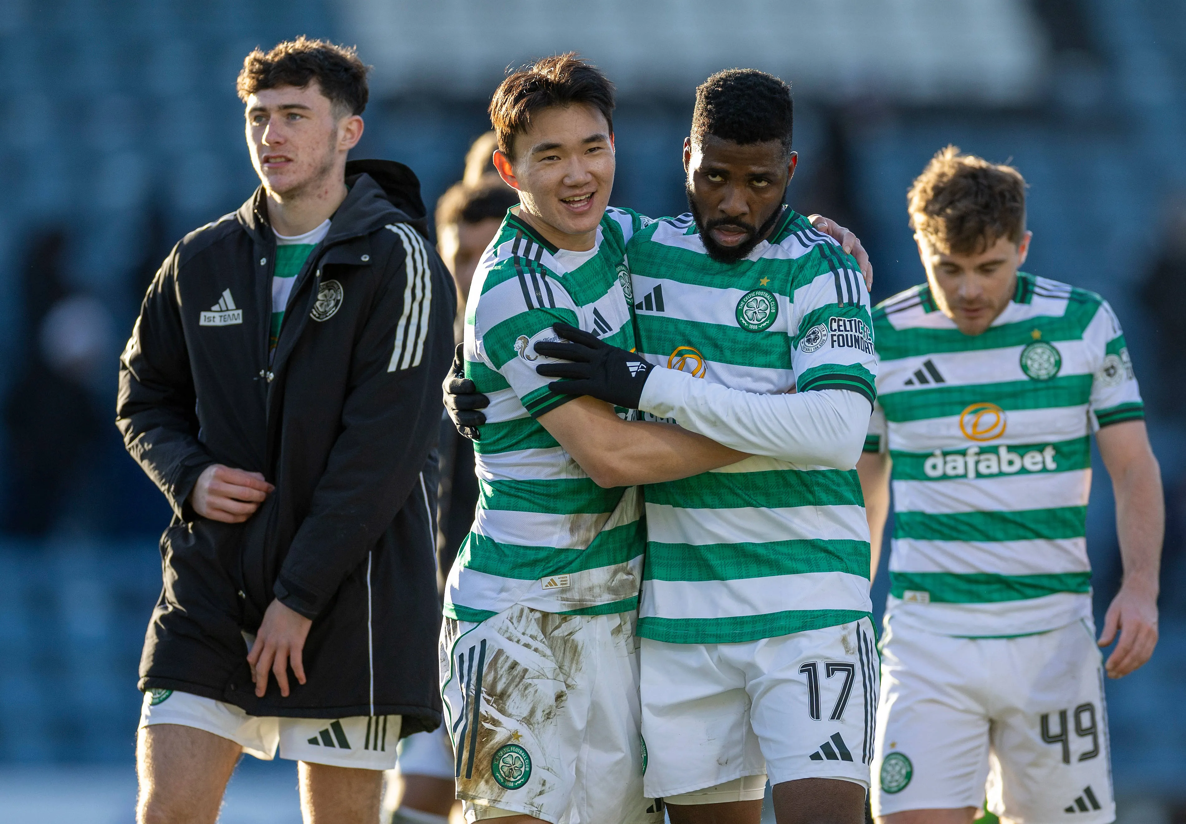 Hyunjun Yang of Celtic and Kelechi Iheanacho of Celtic