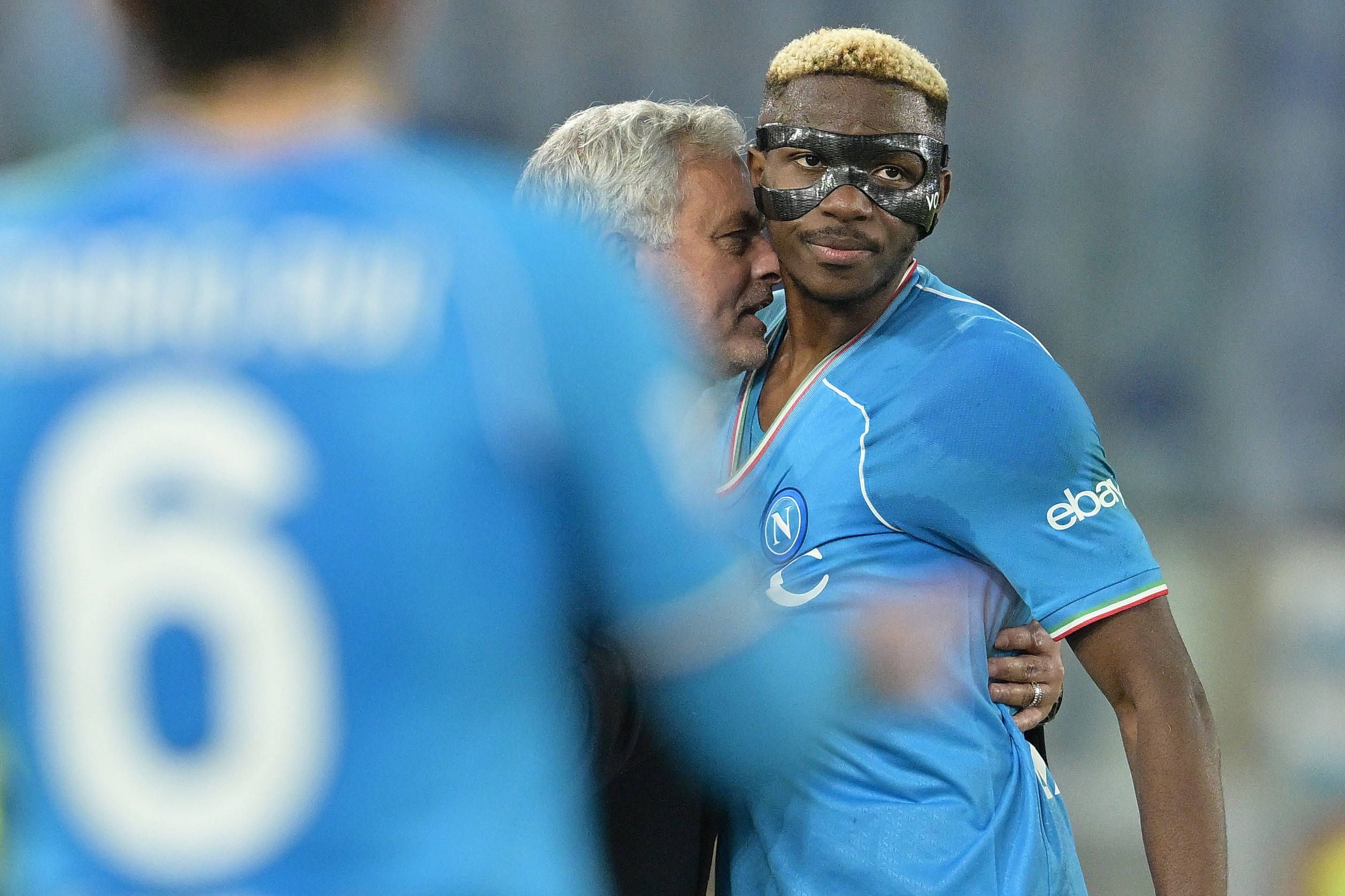 Former Real Madrid and Chelsea manager Jose Mourinho and Galatasaray forward Victor Osimhen 
