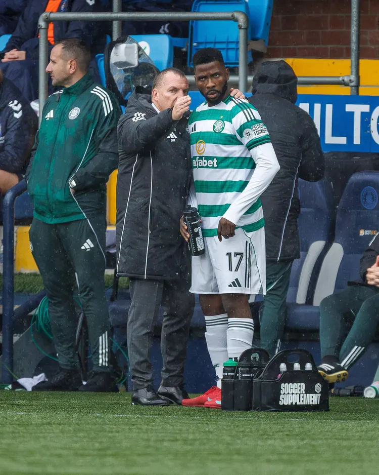 Nigeria and Celtic star Kelechi Iheanacho and Brendan Rodgers 