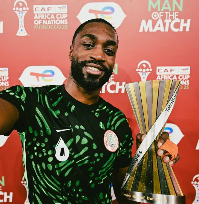 Semi Ajayi with his MOTM award vs Tanzania