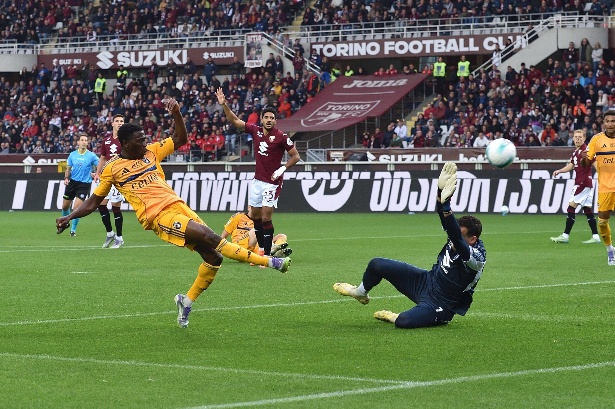 Ebenezer Akinsanmiro opportunity during Torino FC vs Pisa SC, Italian Serie A match