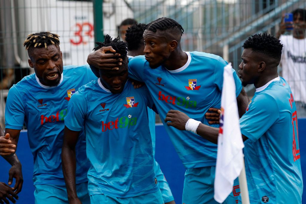 Remo celebration during the Totalenergies CAF Champions League match between Remo Stars FC of Nigeria and AS FAR of Morocco at Remo Stadium on August 18. 2024 in Ikenne, Nigeria
