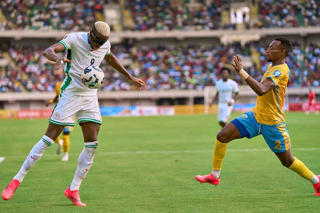 Victor Osimhen in action for the Super Eagles of Nigeria against Rwanda