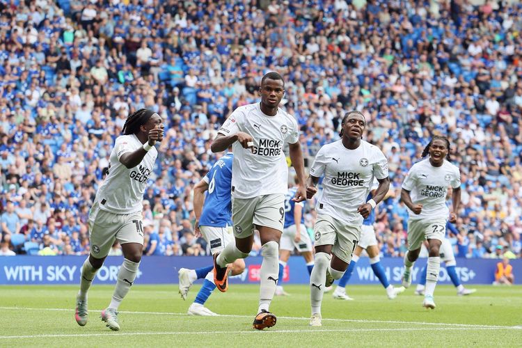 Bradley Ihionvien celebrates his first goal this season for Peterborough United.