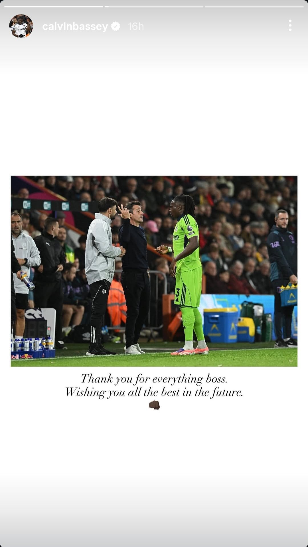 Calvin Bassey's farewell to Marco Silva