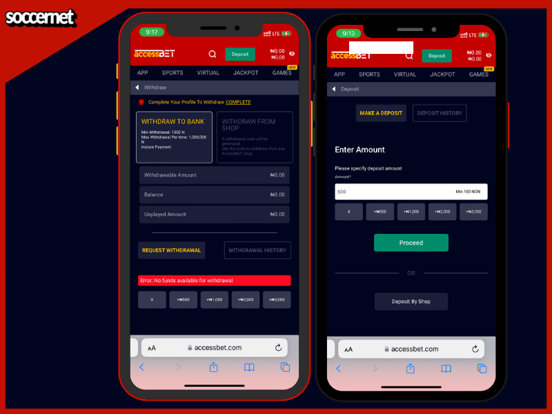 Accessbet deposit and withdrawal options