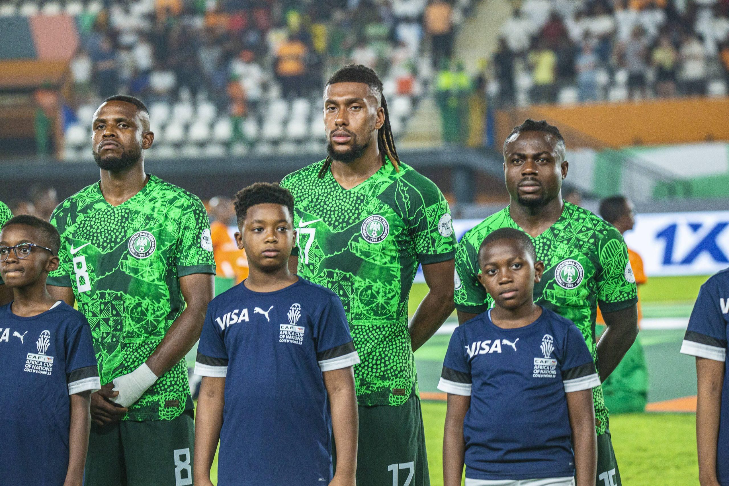 Super Eagles players, Frank Onyeka, Alex Iwobi and Moses Simon