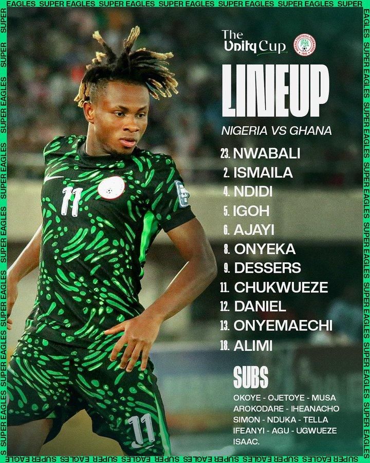 2025 Unity Cup: Nigeria vs Ghana lineup- 3 NPFL stars in, Ahmed Musa benched