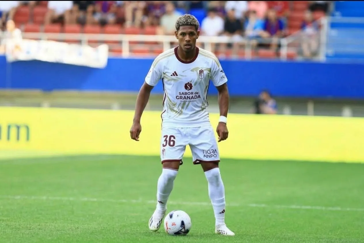 Owen Emeka on the ball at Granada. Eligible for Super Eagles