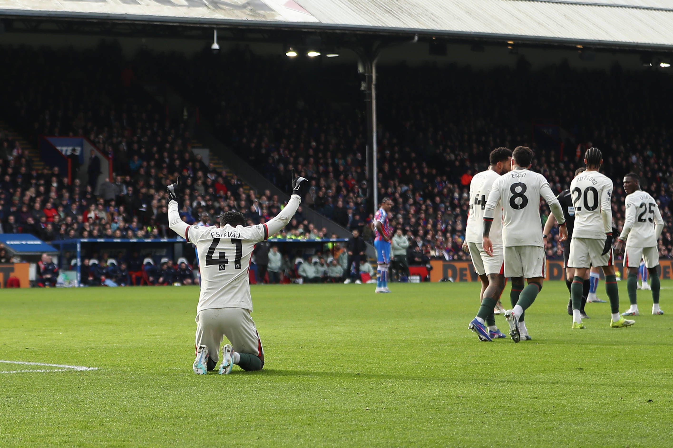 Crystal Palace vs Chelsea; Estevao celebrates his goal 