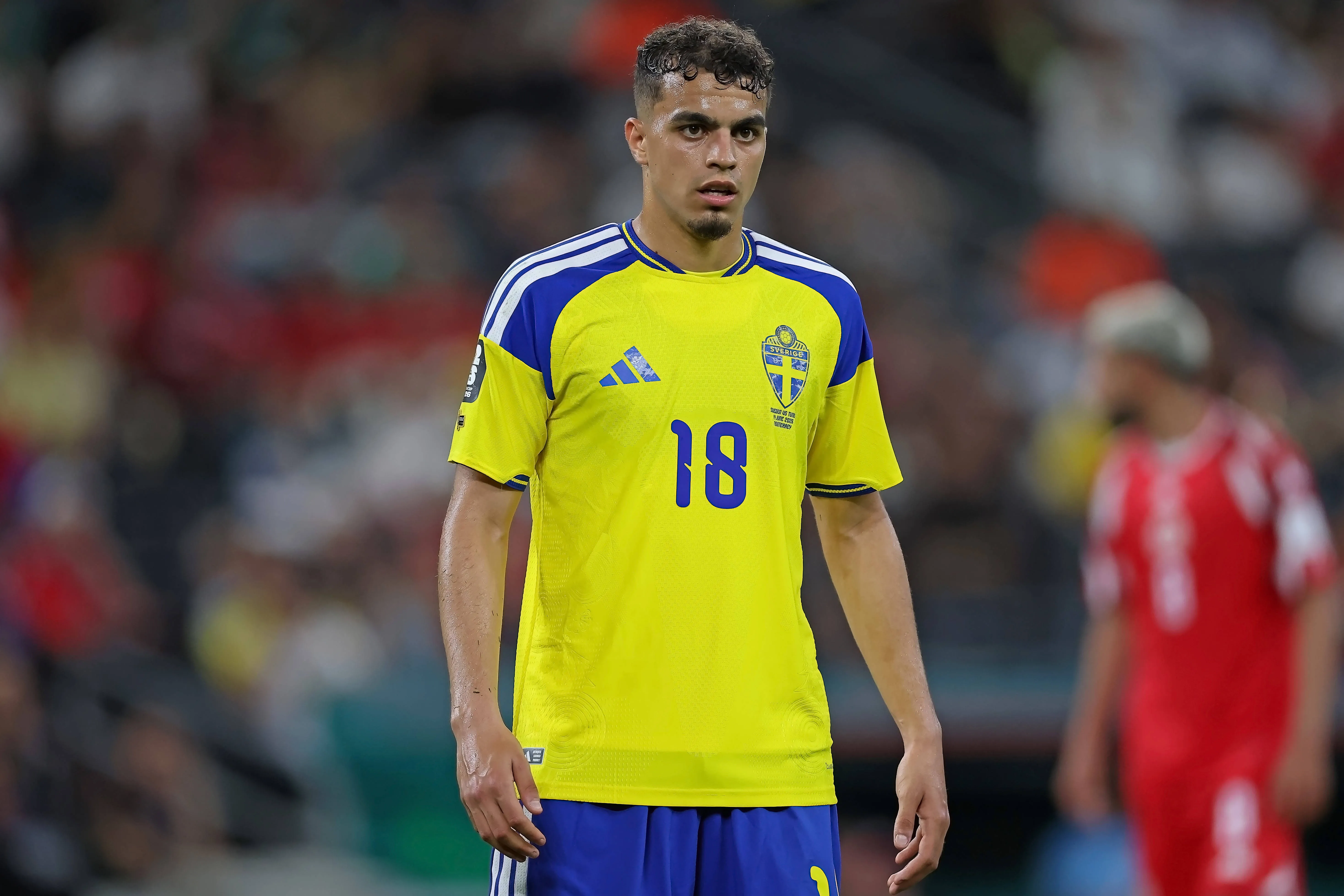 Yasin Ayari of Sweden looks on