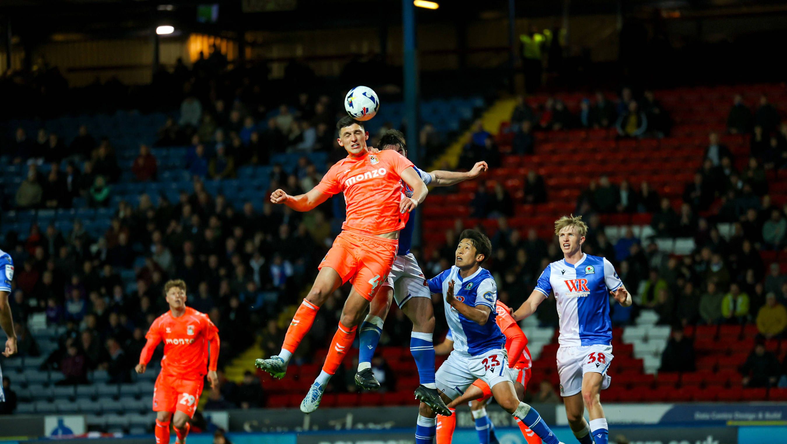 Coventry City defender Bobby Thomas 4 goes for a header