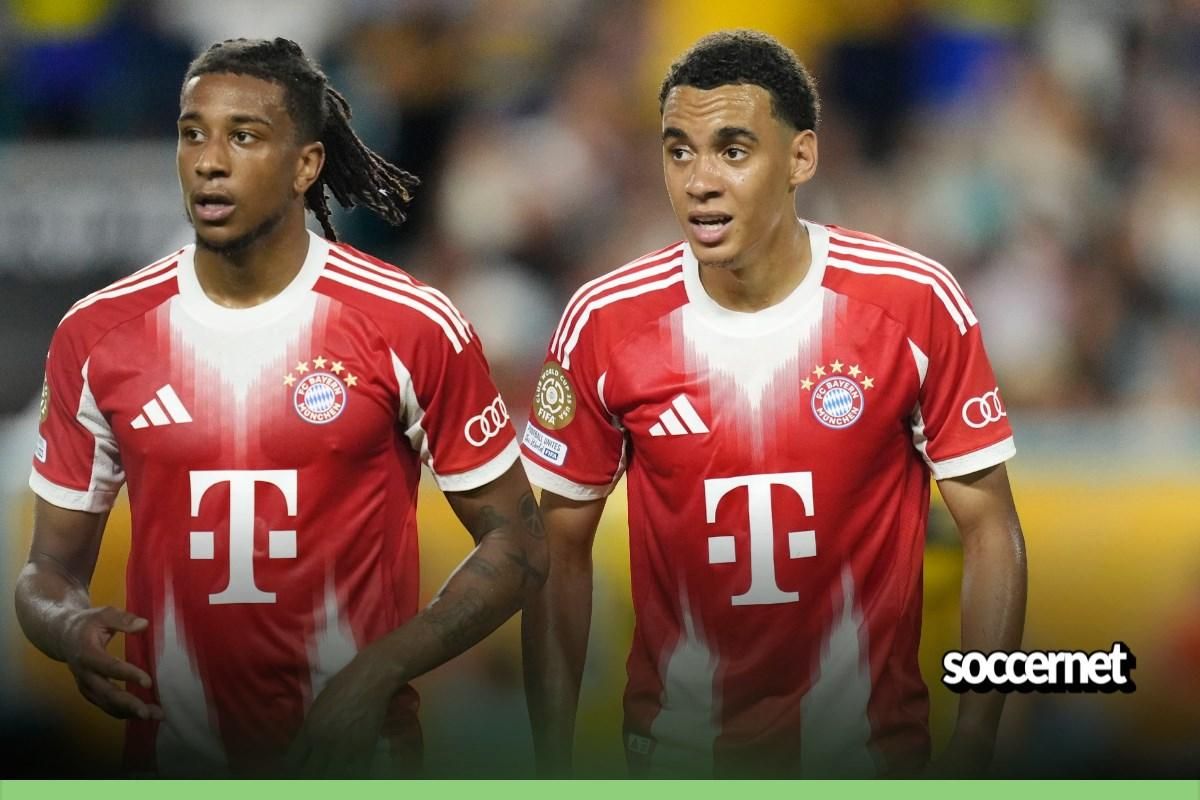 Michael Olise and Jamal Musiala in action for Bayern Munich