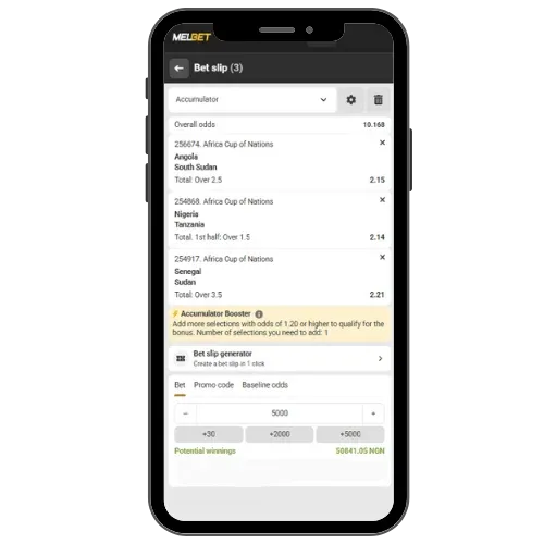 Melbet promo code funds wagering example on AFCON matches.