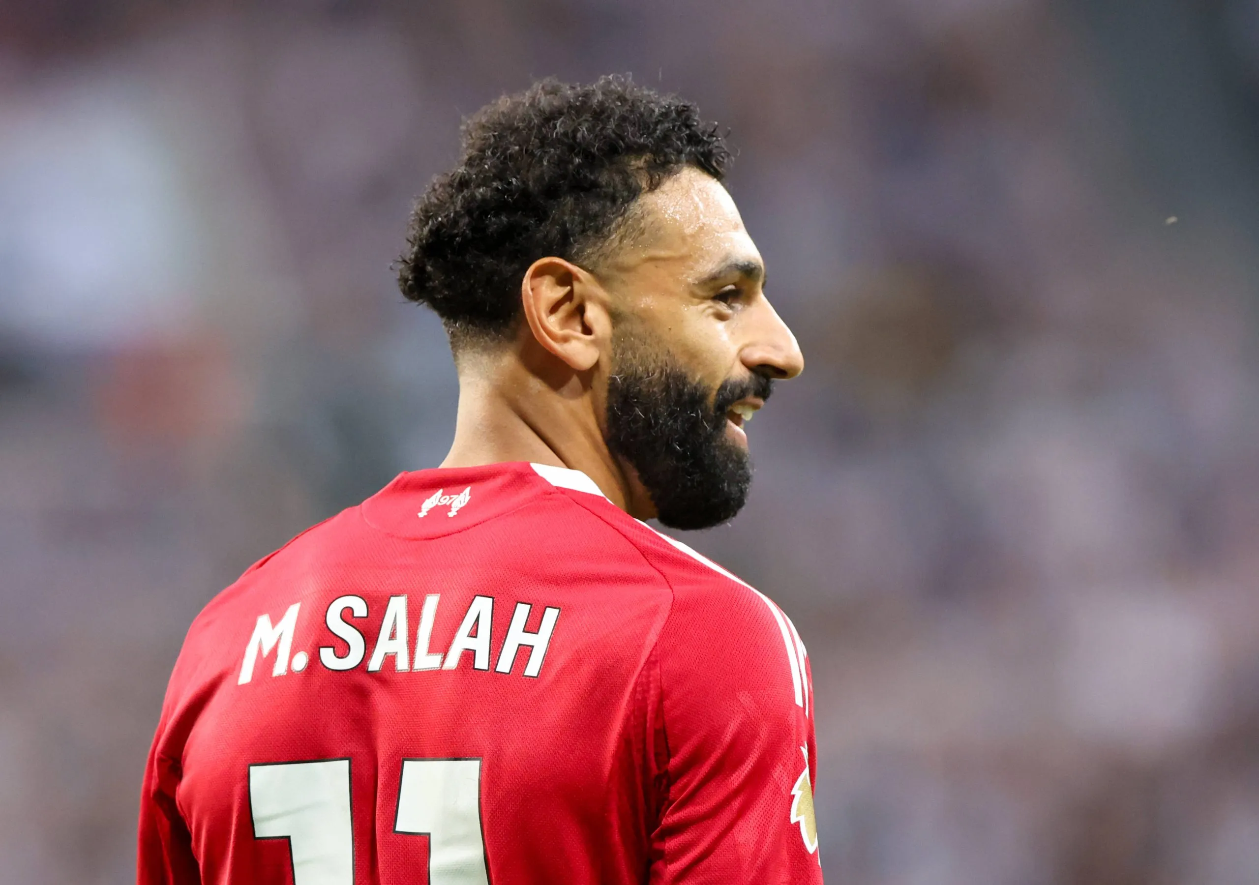 Newcastle Upon Tyne, England, 25th August 2025. Mo Salah of Liverpool during the Newcastle United vs Liverpool Premier League match at St. James Park, Newcastle Upon Tyne. Picture credit should read: Nigel Roddis / Sportimage EDITORIAL USE ONLY. No use with unauthorised audio, video, data, fixture lists, club/league logos or live services. Online in-match use limited to 120 images, no video emulation. No use in betting, games or single club/league/player publications. SPI_071_NR_NEWC_LIVE SPI-4089-0071